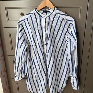 rag & bone White and Blue Striped Button Down Shirt